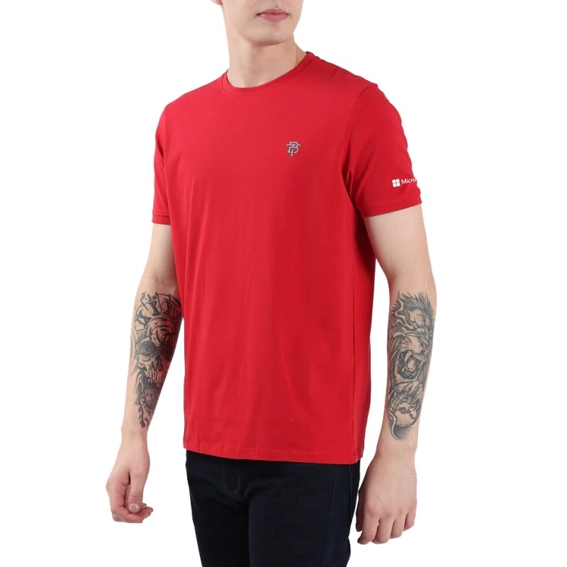 Bonaty Lycra Cotton Silicon Round Neck T-shirt -Red