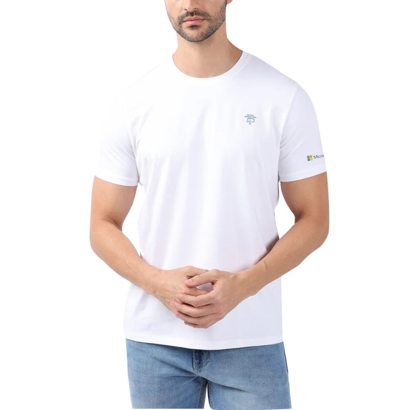 Bonaty Lycra Cotton Silicon Round Neck T-shirt- White