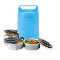 Electro Steel: 3 Container Electric Steel Lunch Box With Auto Cut Function