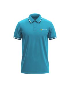 Mark & Spencers Polo Neck T-shirt - Aqua Blue With White Tipping